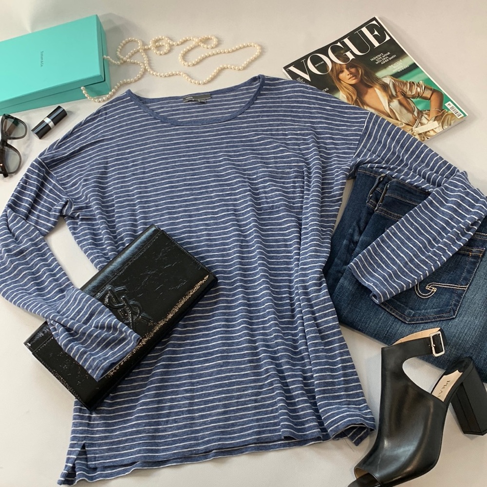 Vince Brand Striped Linen Long Sleeved Shirt - L